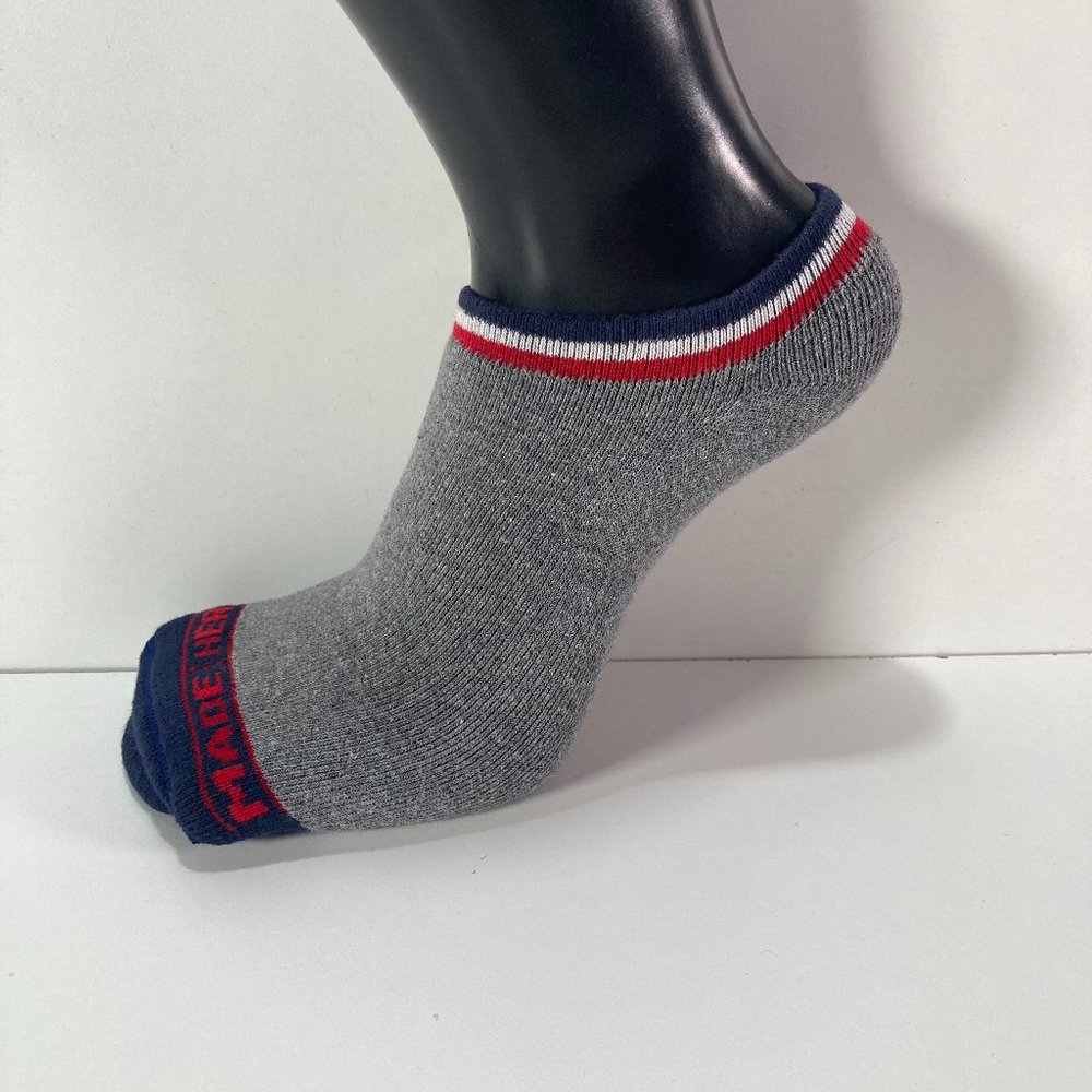 Made Here No Show Socks Gray and Blue